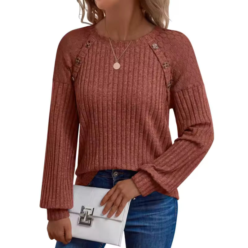 Top Patchwork Bottoni Stile Rilassato
