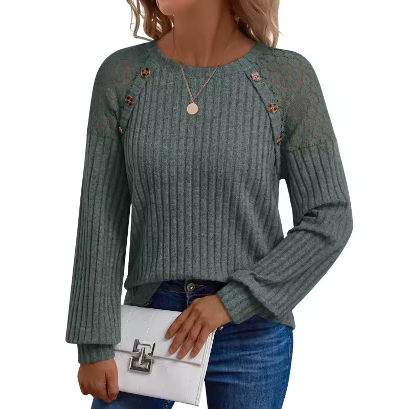 Top Patchwork Bottoni Stile Rilassato