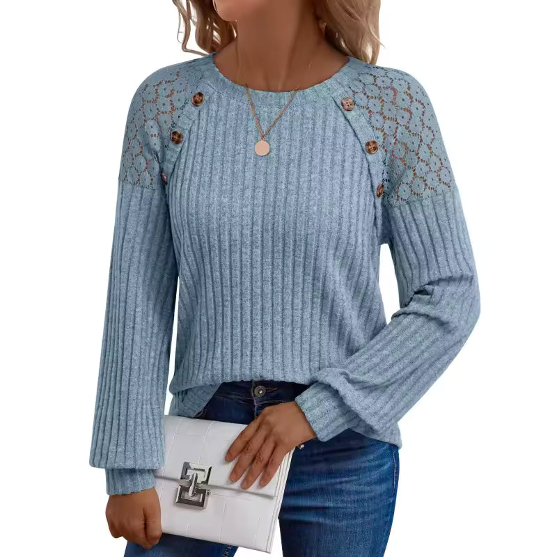 Top Patchwork Bottoni Stile Rilassato