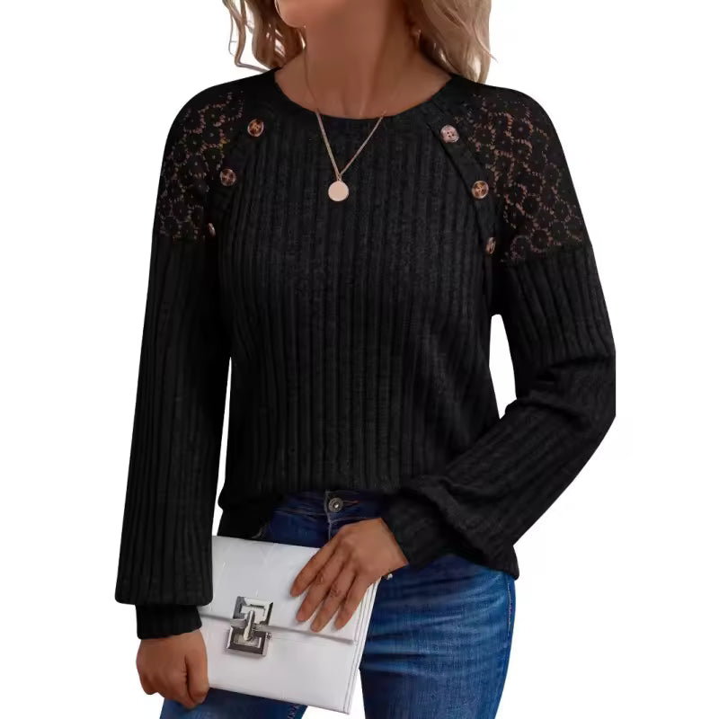 Top Patchwork Bottoni Stile Rilassato